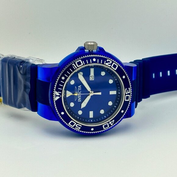 BRAND NEW Invicta Pro Diver Anatomic TRANSPARENT Blue strap Blue Case Watch - Picture 3 of 8